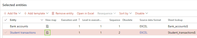 The Selected entities section